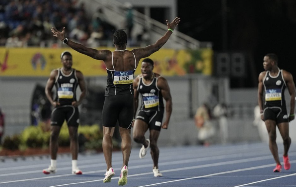 Liberia celebrating relay finish
