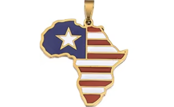 Liberia Flag Africa Map Necklace