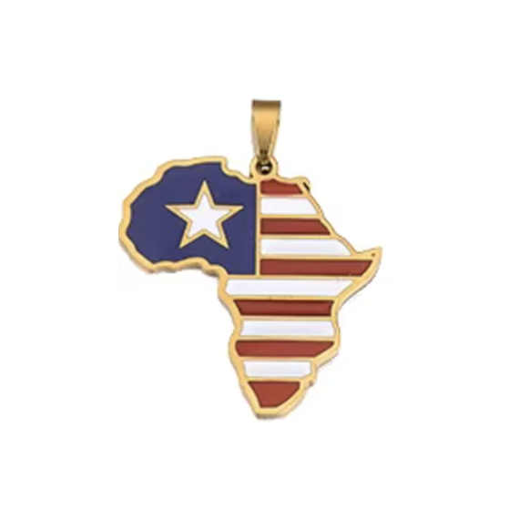 Liberia Flag Africa Map Necklace